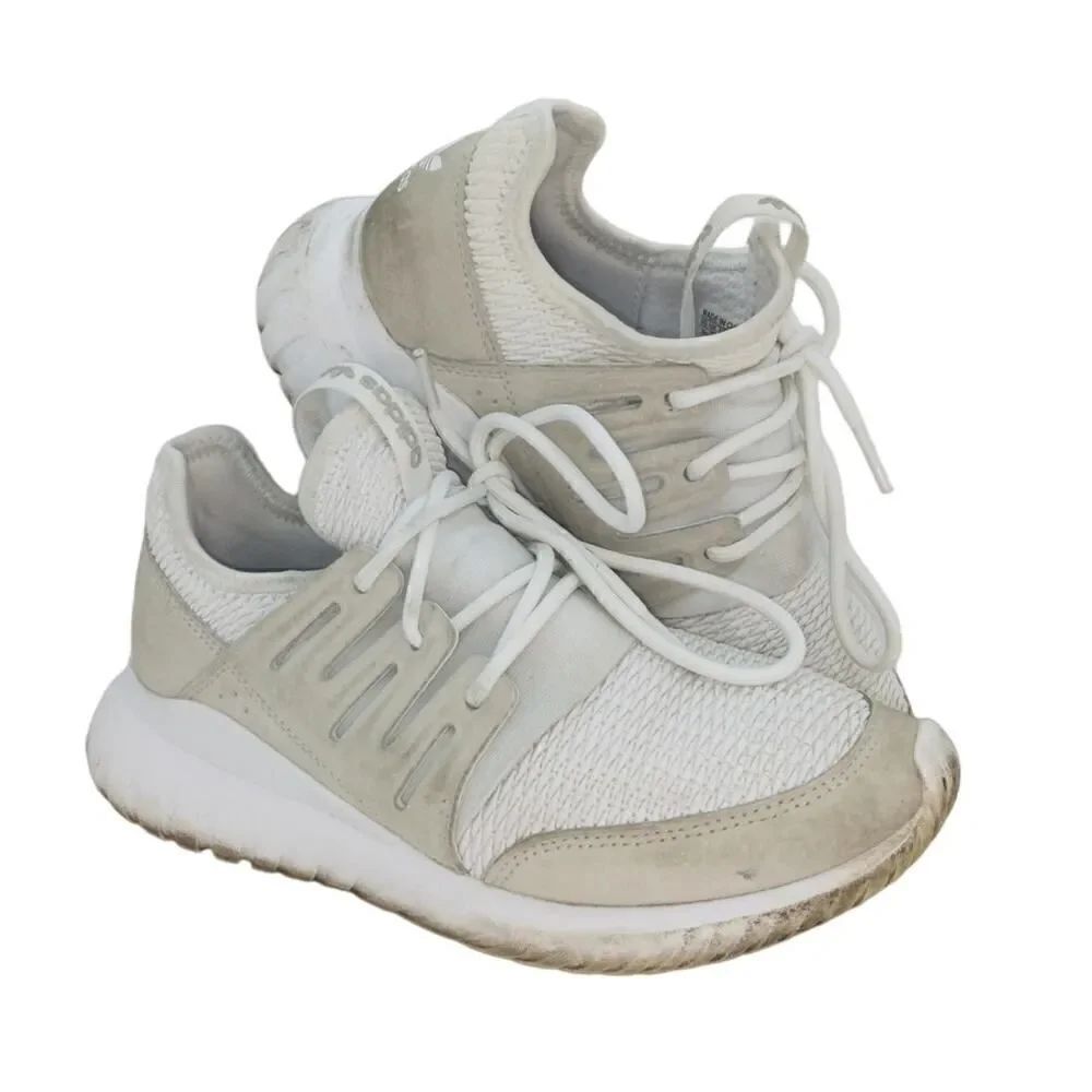 AdidasOriginal Tubolar Radial Mens Pre-owned White & Gray Sneakers - sz. 4 1/2
